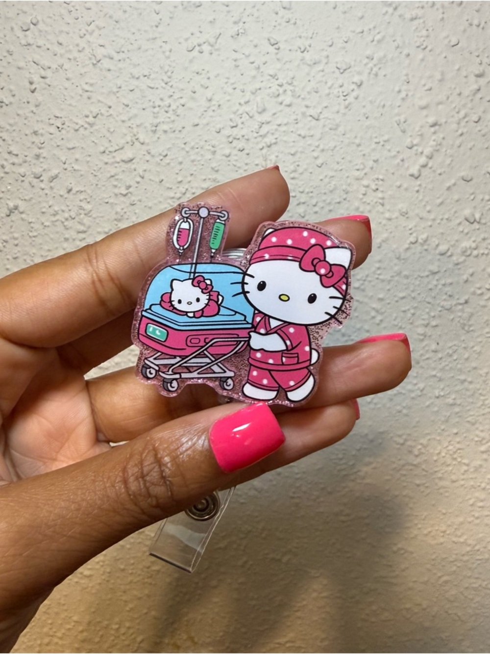 Hello Kitty Pink & Light Blue Medical Badge Reel